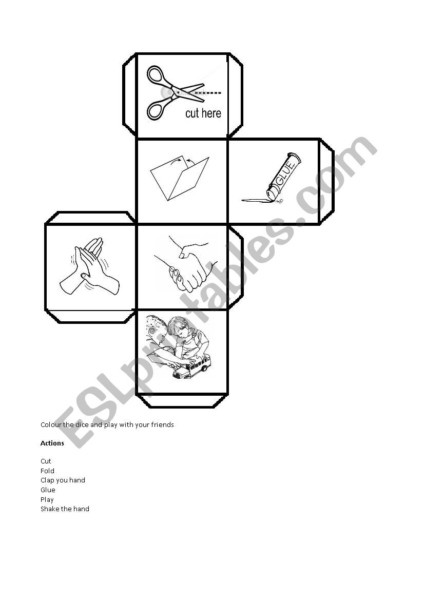 ACTIONS DICE worksheet