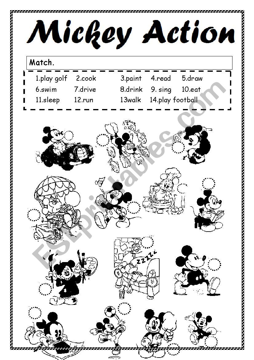 Mickey Action worksheet