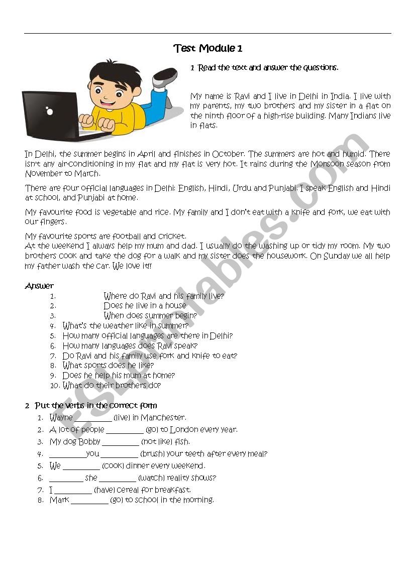 Module Test worksheet