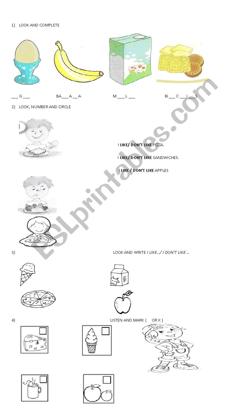 food worksheet