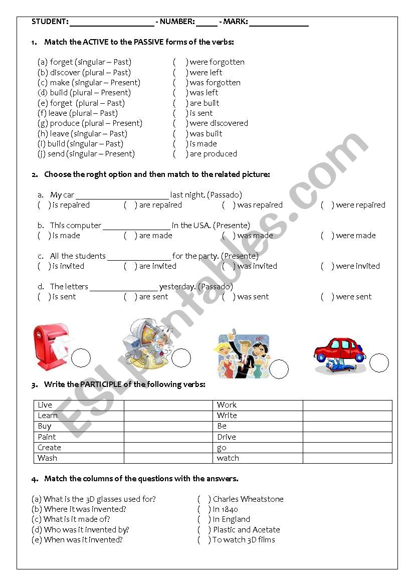 PASSIVE VOICE TEST worksheet