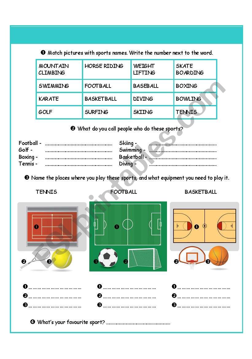 Sports - part II (tasks) worksheet