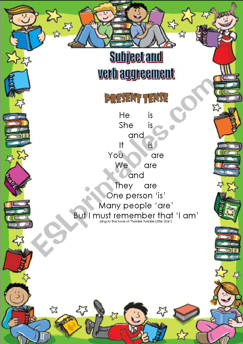 Subject verb agreement-song worksheet