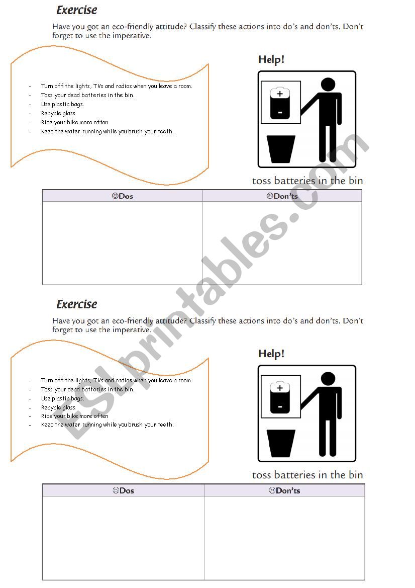 Eco-friendly attitude worksheet