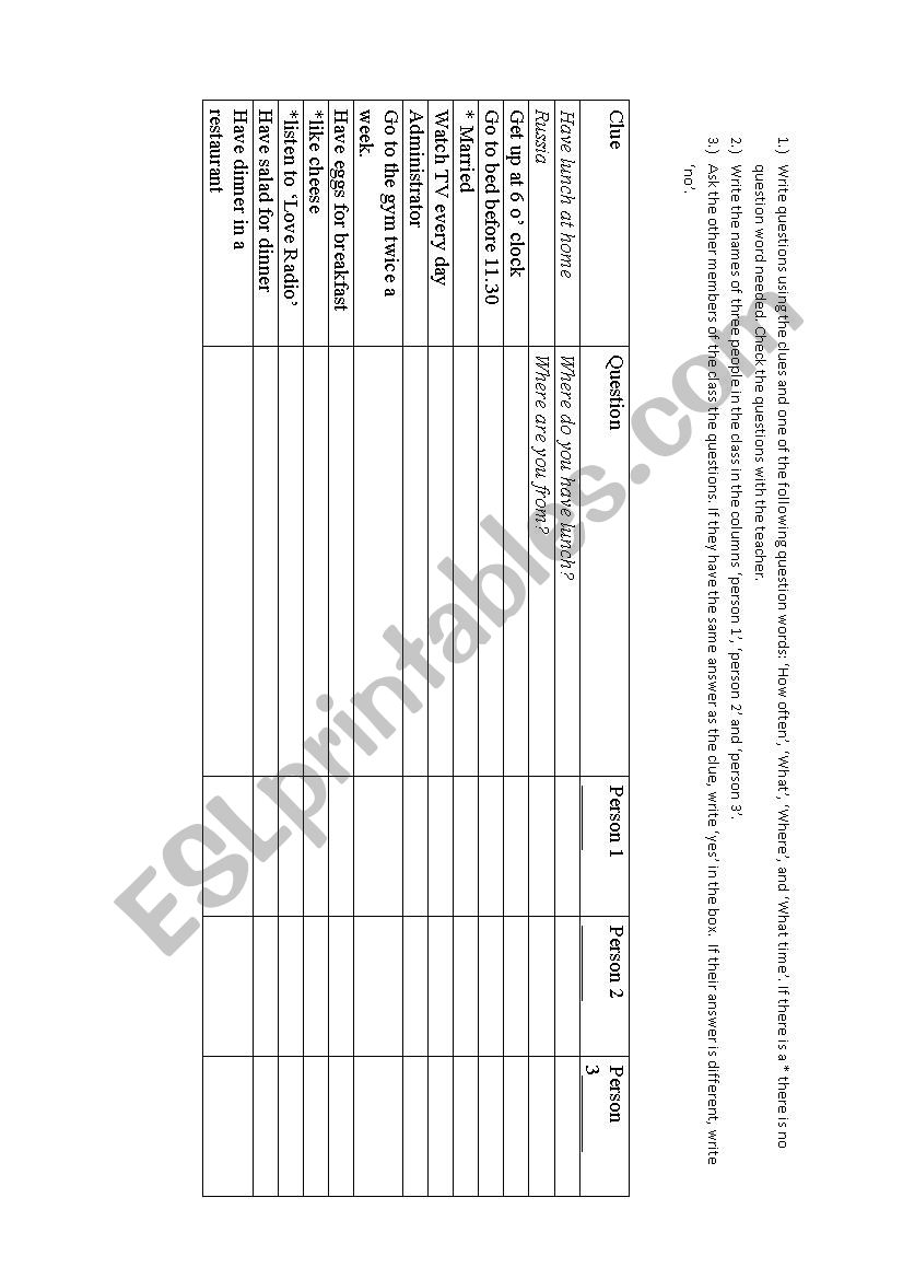 Present simple question practice