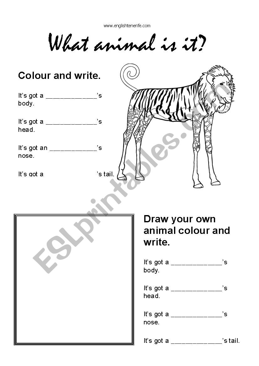 Mixed up wild animals worksheet