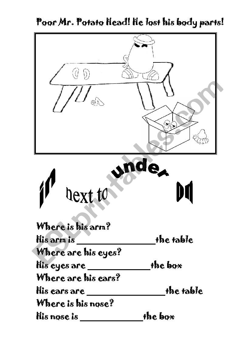 Poor Mr. Potatoe Head worksheet