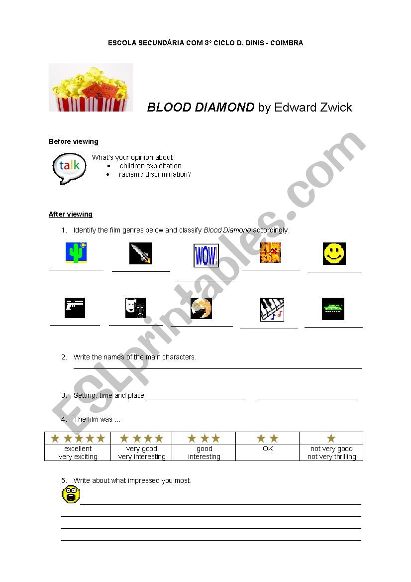 blood diamomd worksheet