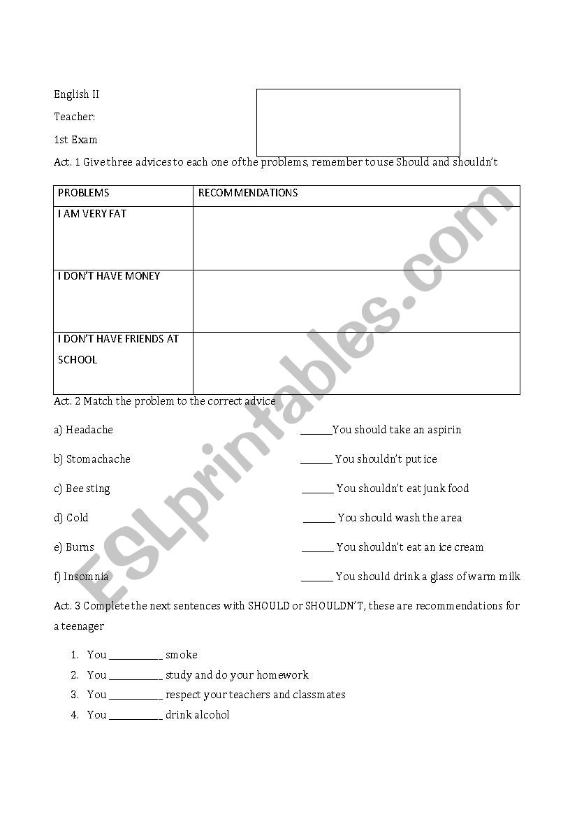 Should  worksheet