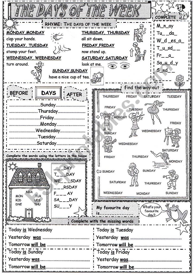 THE DAYS OF THE WEEK worksheet