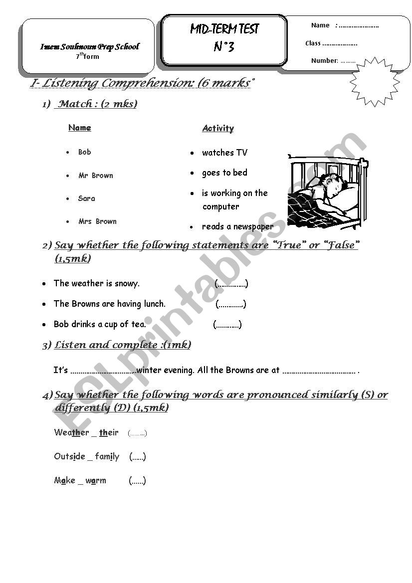 mid term test3 worksheet