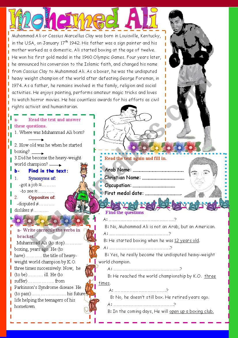 Mohamed Ali worksheet