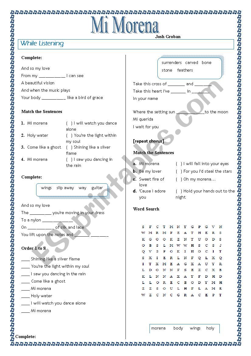 Mi Morena worksheet