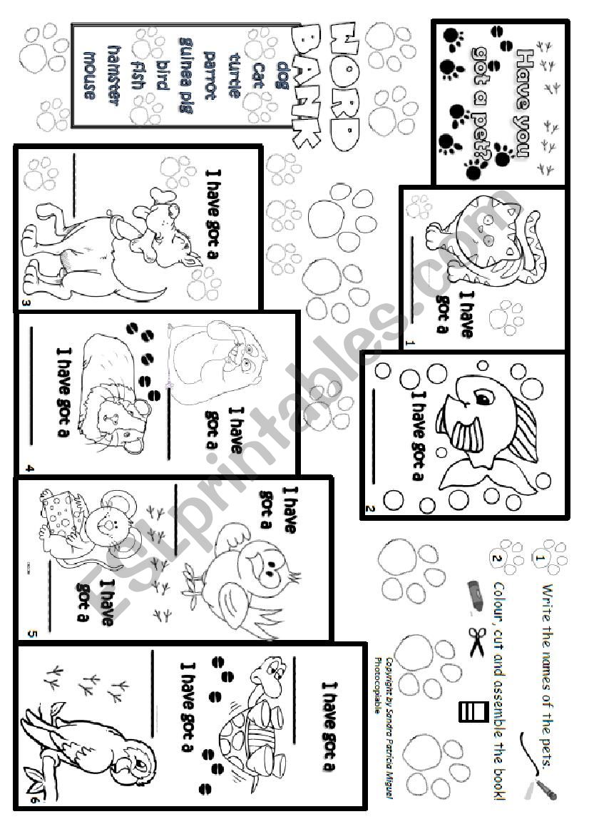 Pets - stepbook worksheet