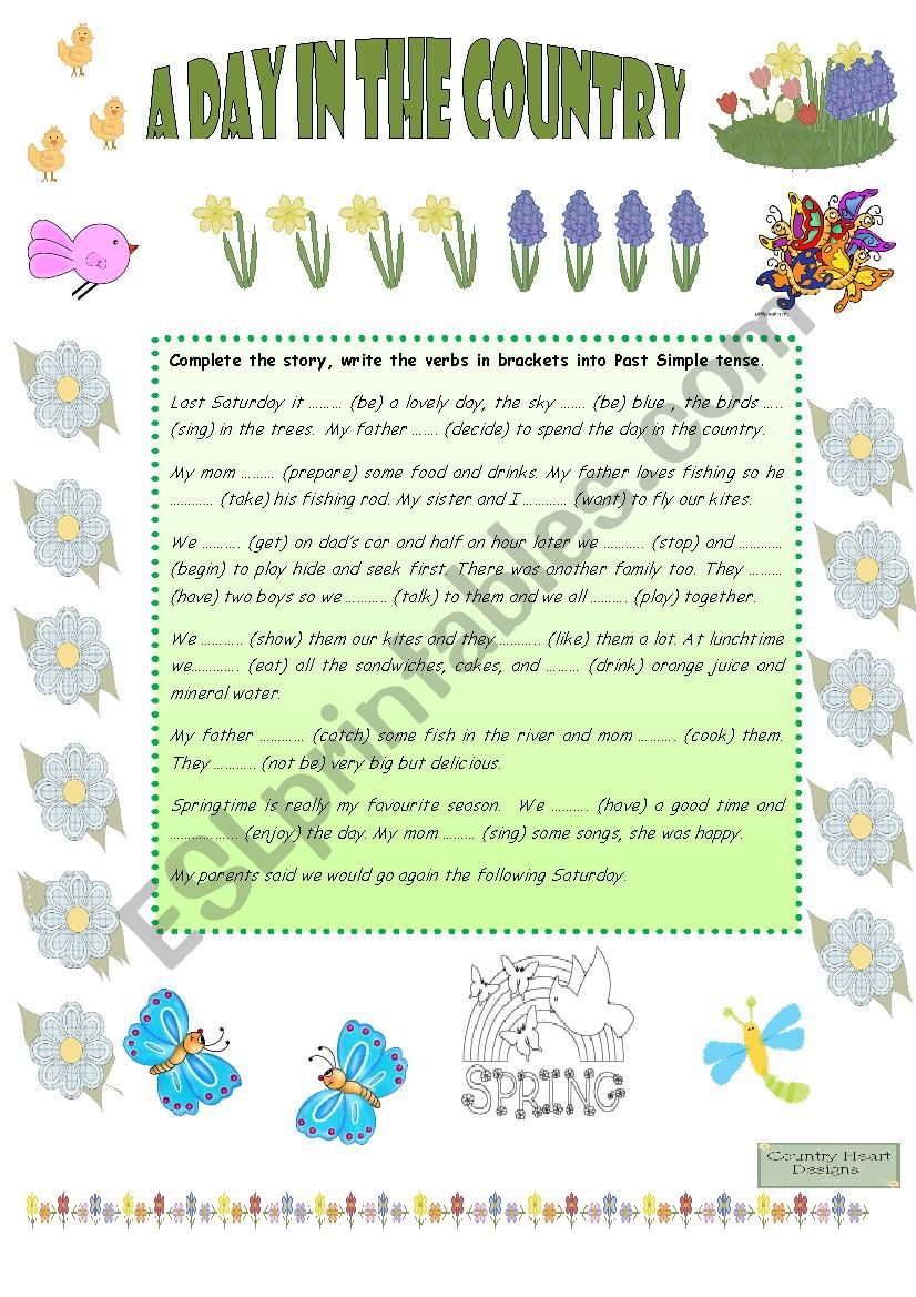 A DAY IN THE COUNTRY worksheet