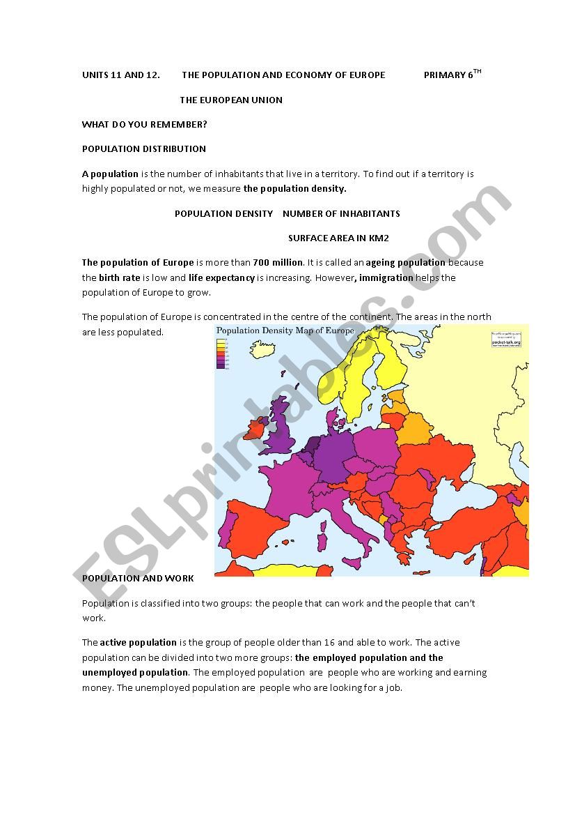 the population and economy of europe