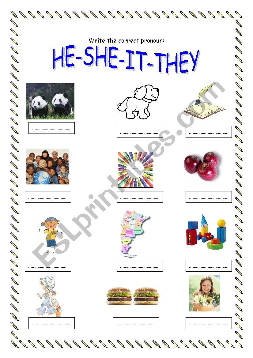 personal pronouns worksheet