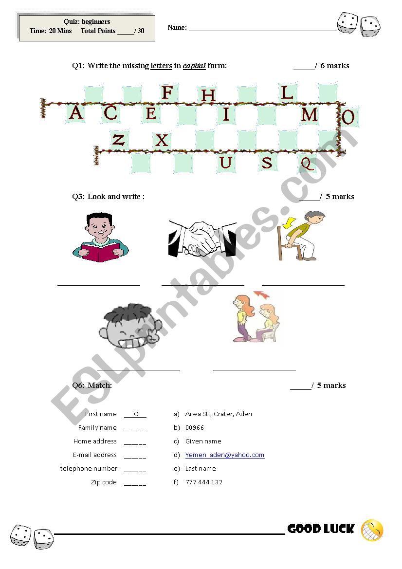 Simple Quiz  worksheet