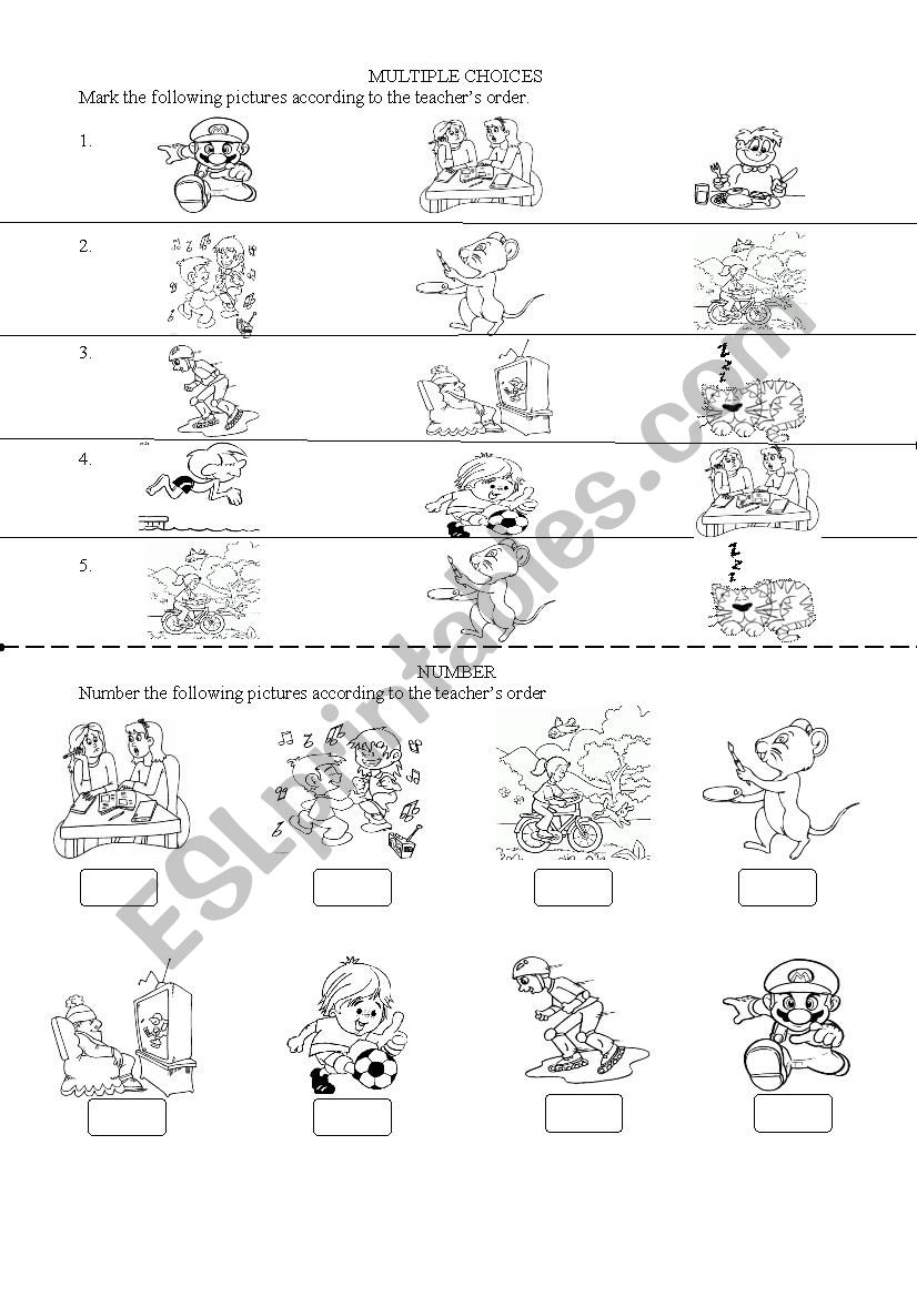 PRACTICE OF ACTIONS worksheet