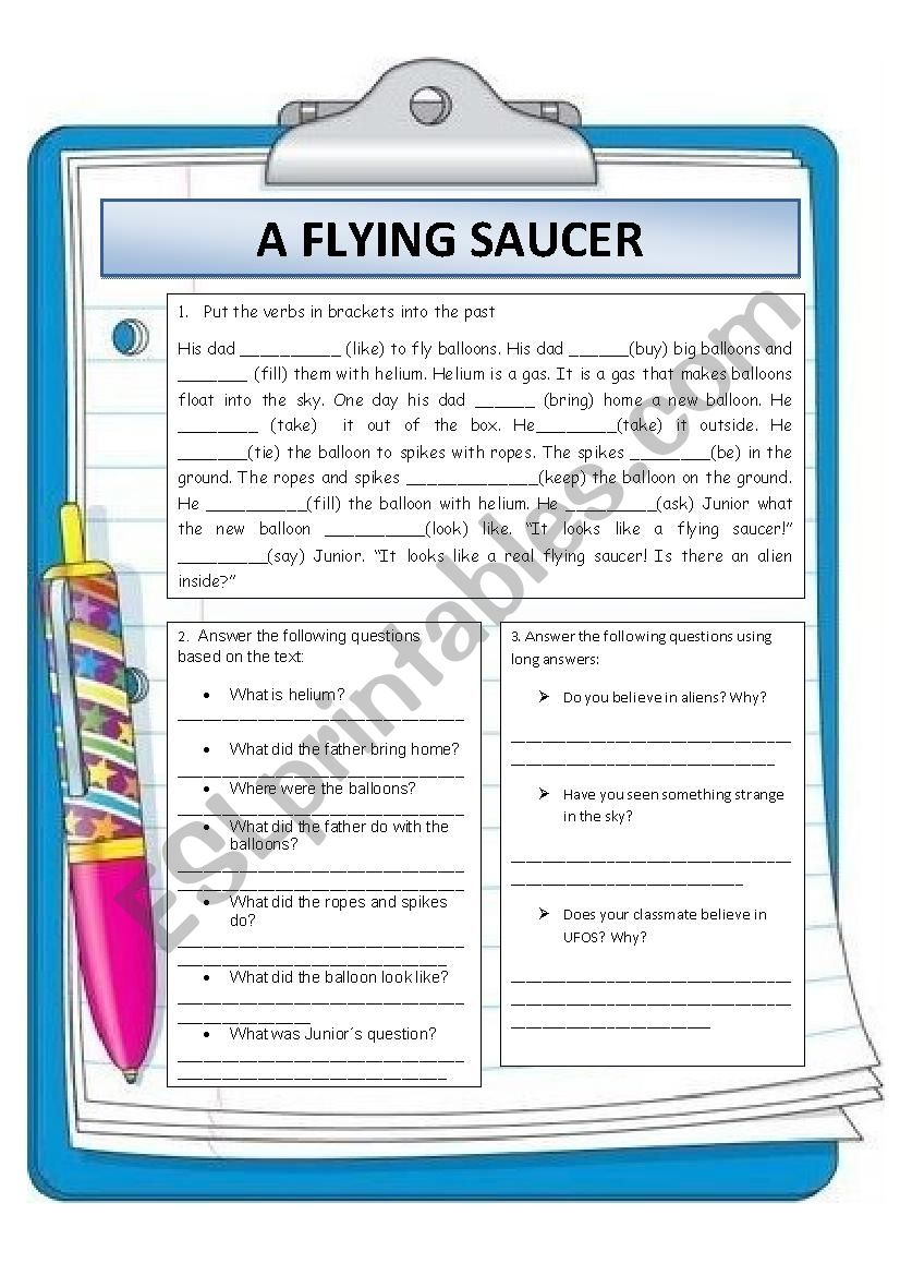 A FLYING SAUCER worksheet