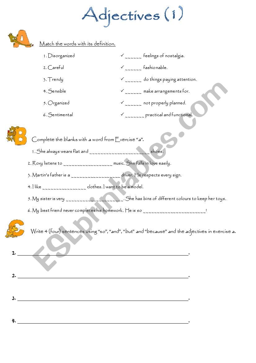 Adjectives 1 worksheet