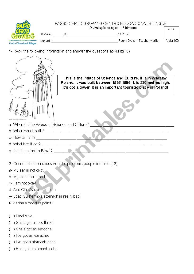 Incredible English 4 test 2 worksheet
