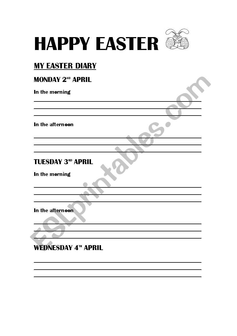 easter diary worksheet