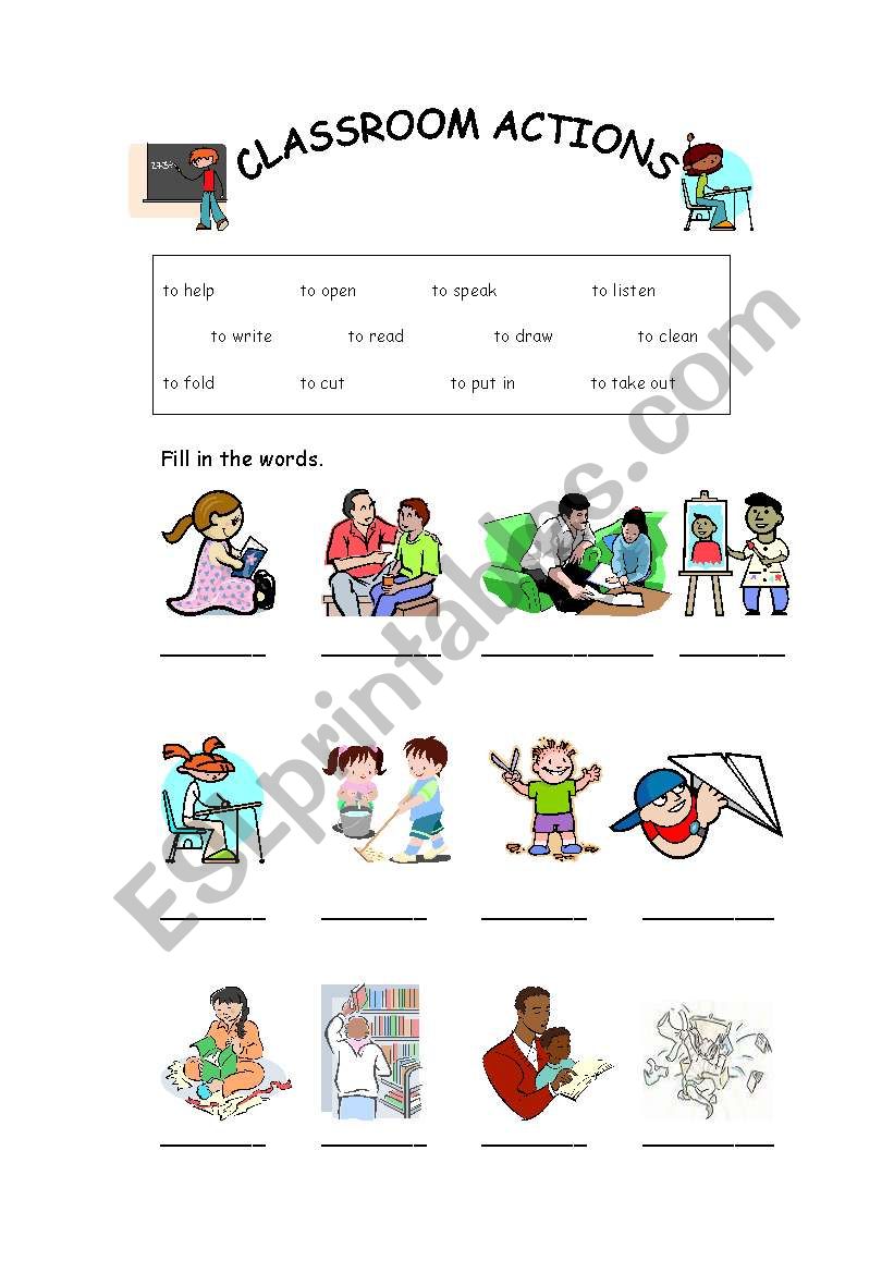 Classroom actions worksheet