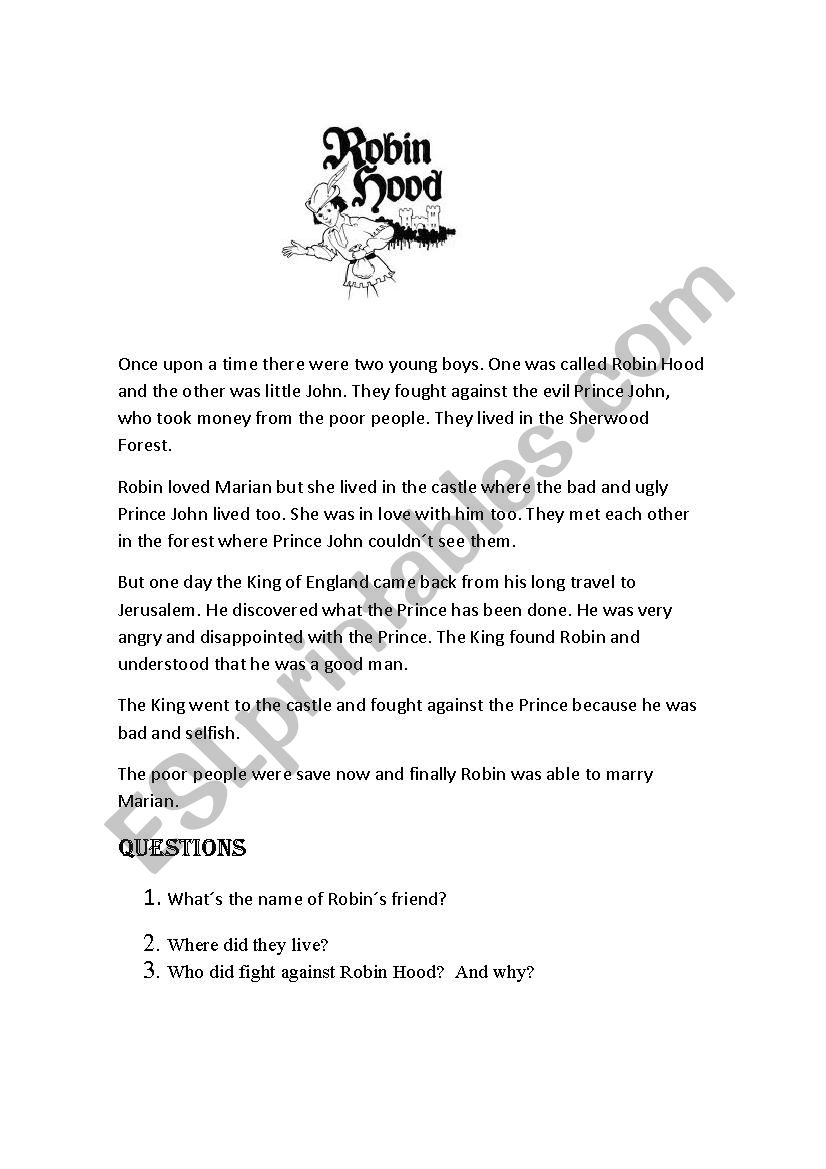 robin hood worksheet