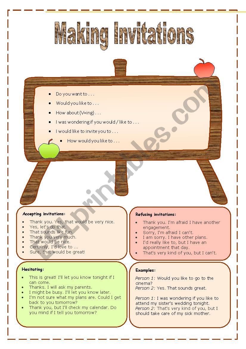 Expression list - Making invitation