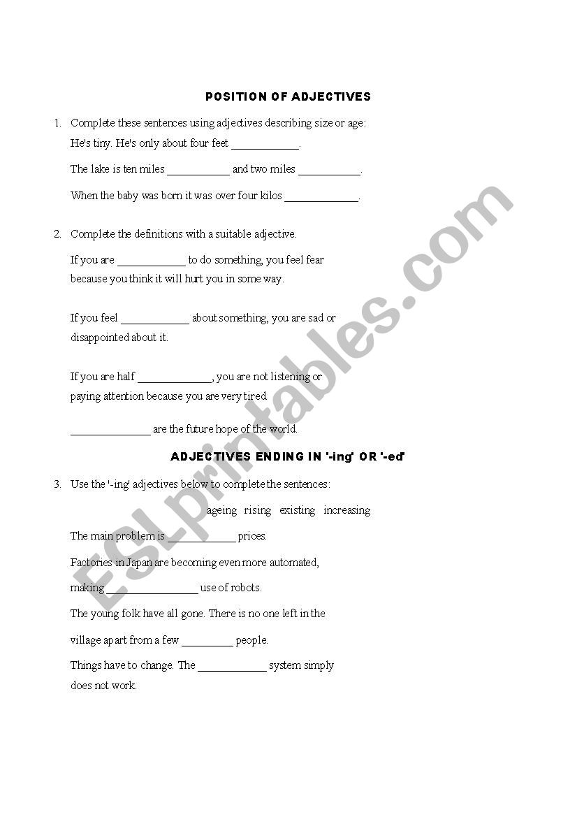 Comparative and superlatives worksheet