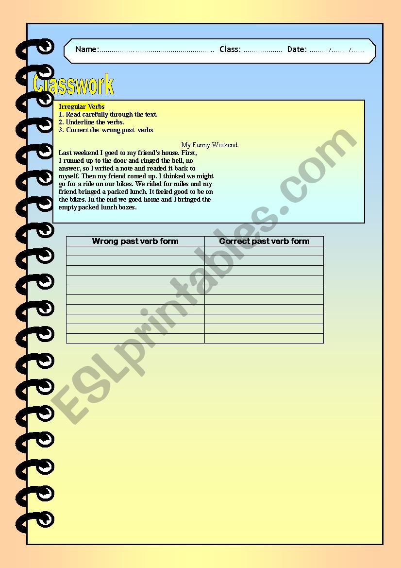 the past simple revision worksheet