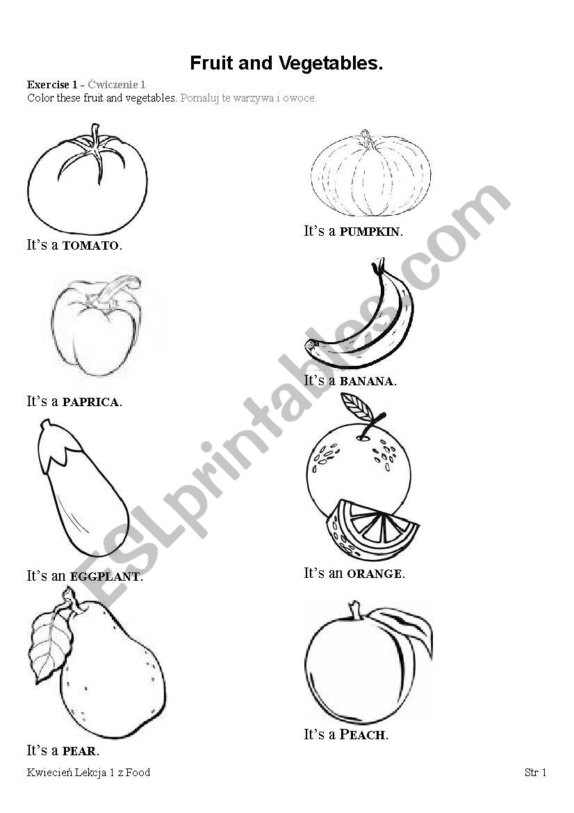 Fruit and Vegetables worksheet