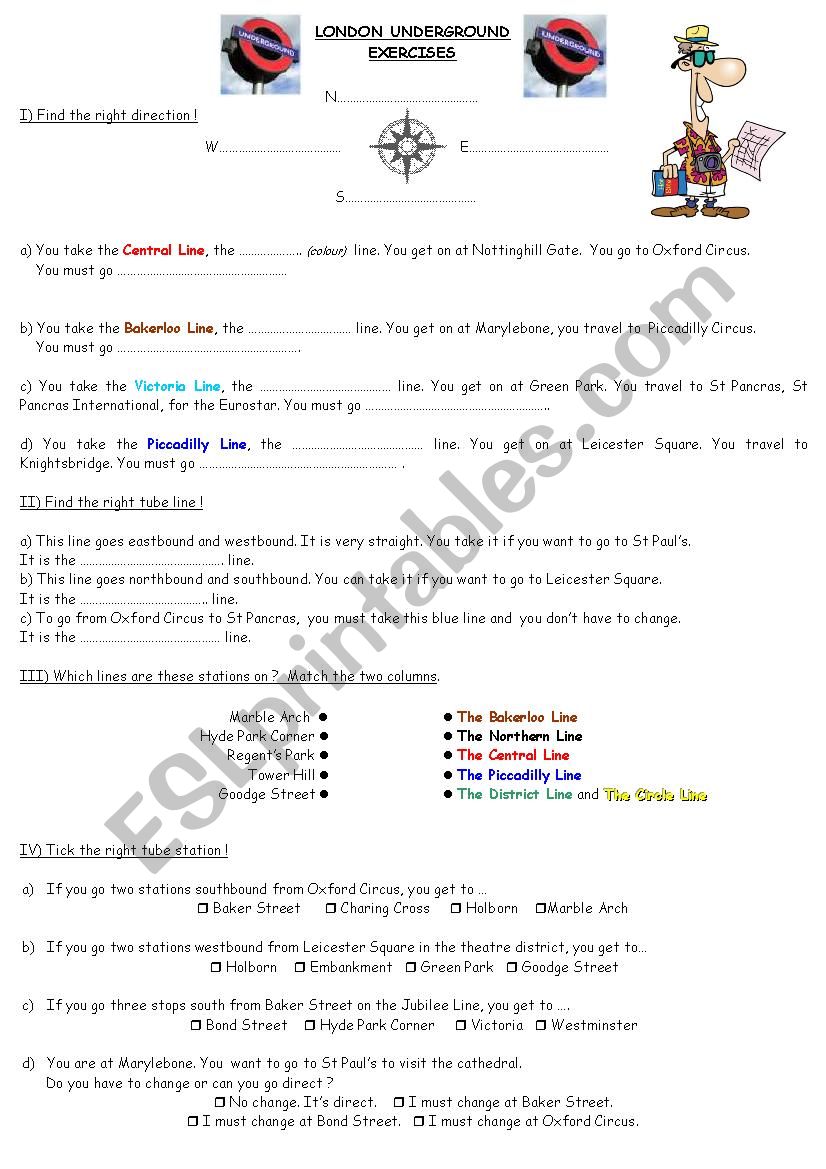 London Underground exercises worksheet