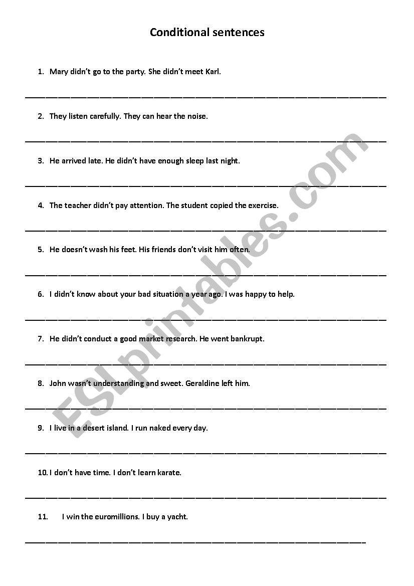 Conditional sentences type 3 worksheet