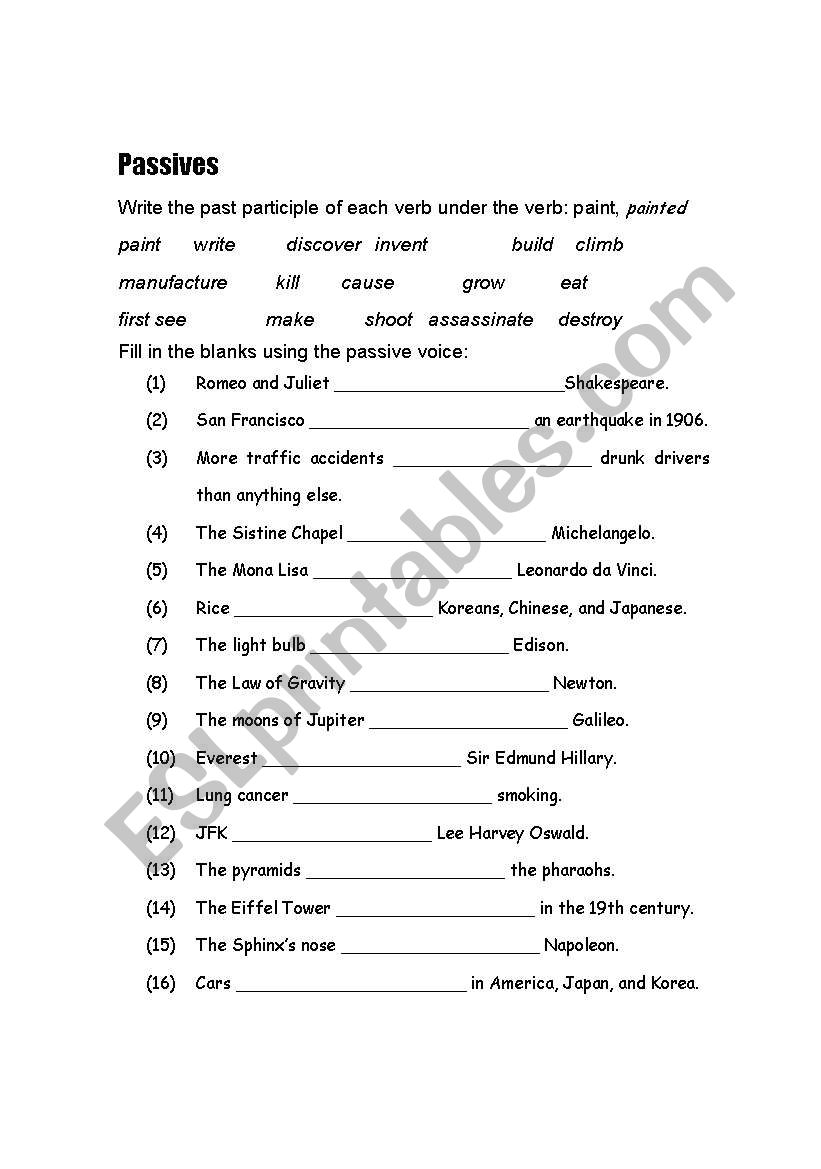 Passive Voice worksheet