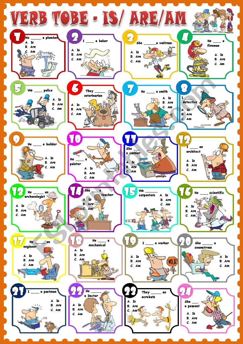 Verb To Be (Greycale + keys) Full editable & Jobs