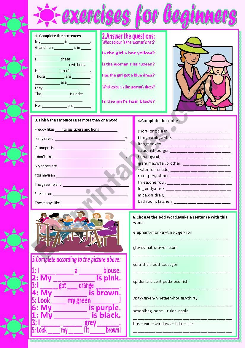 new exercises for beginners worksheet