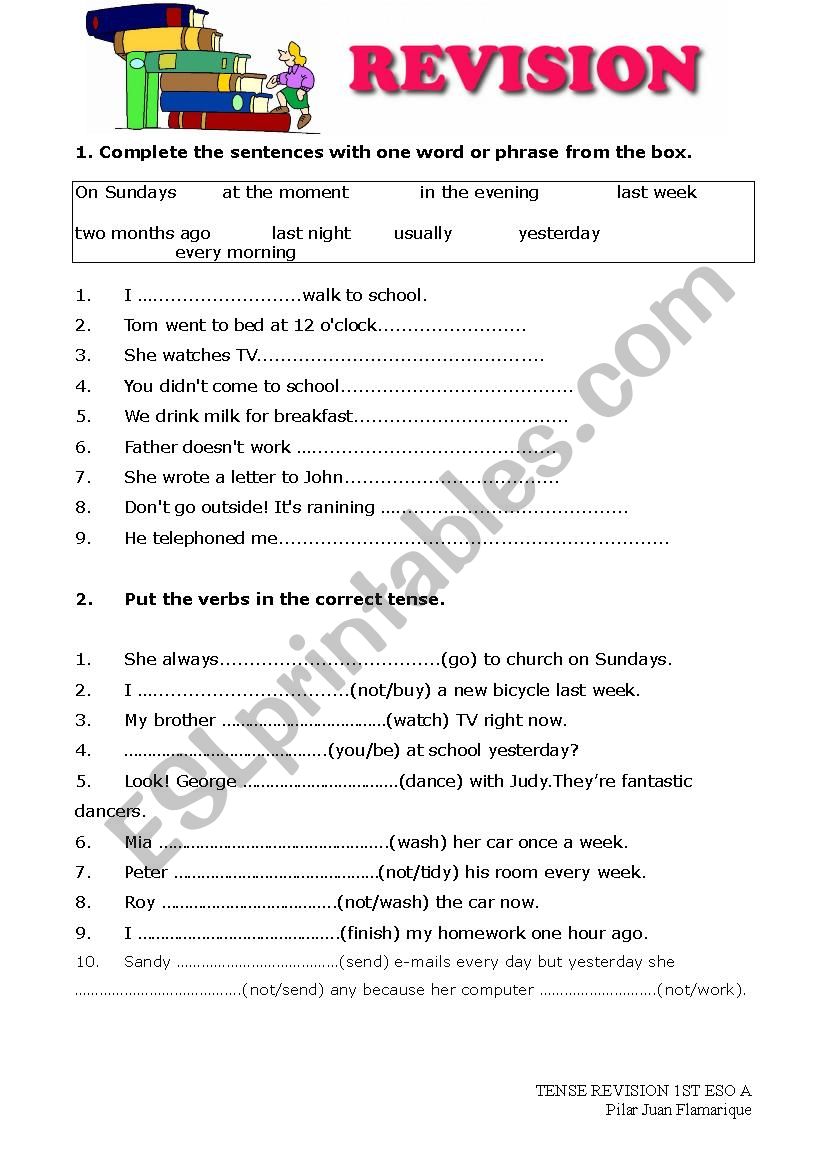 Tense revision   worksheet