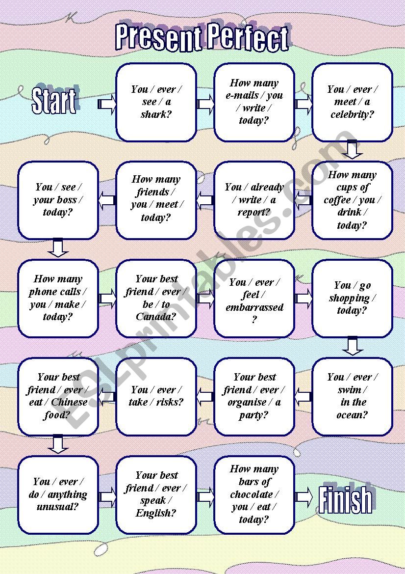 Present Perfect Board Game worksheet