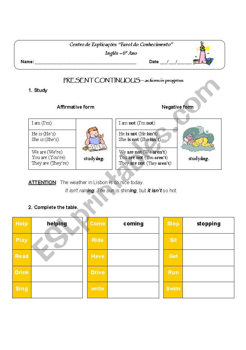 Present Continuous worksheet