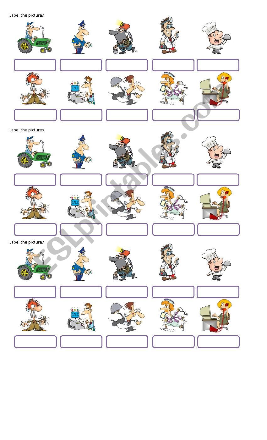 occupations worksheet