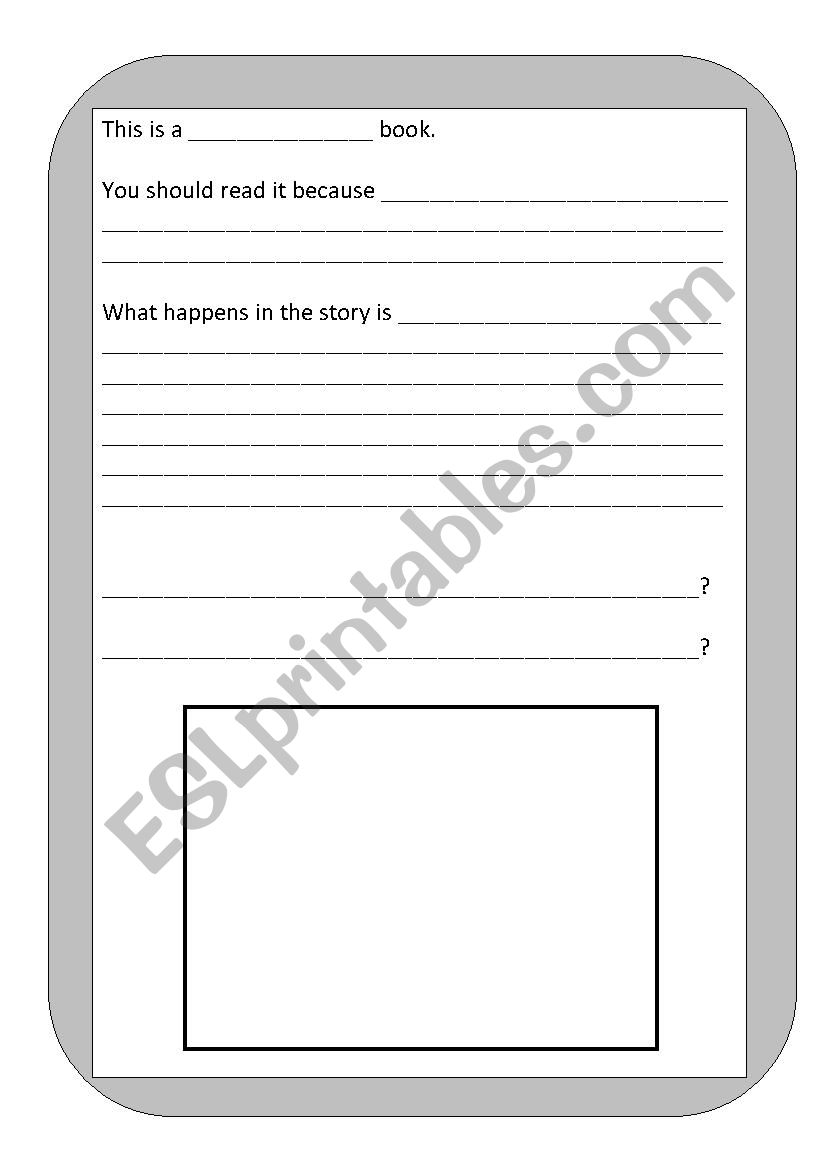 Book Blurb - Writing Frame worksheet