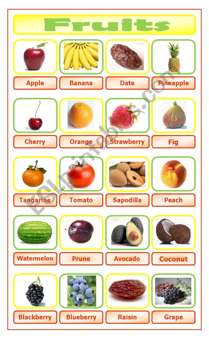 Fruits Pictionary worksheet