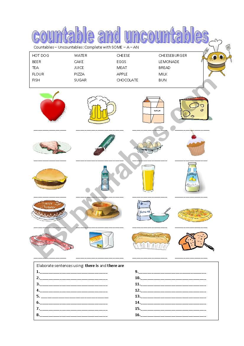 countables and uncountables worksheet