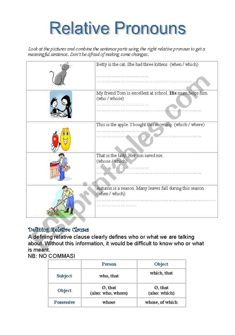 relative pronouns 2 worksheet