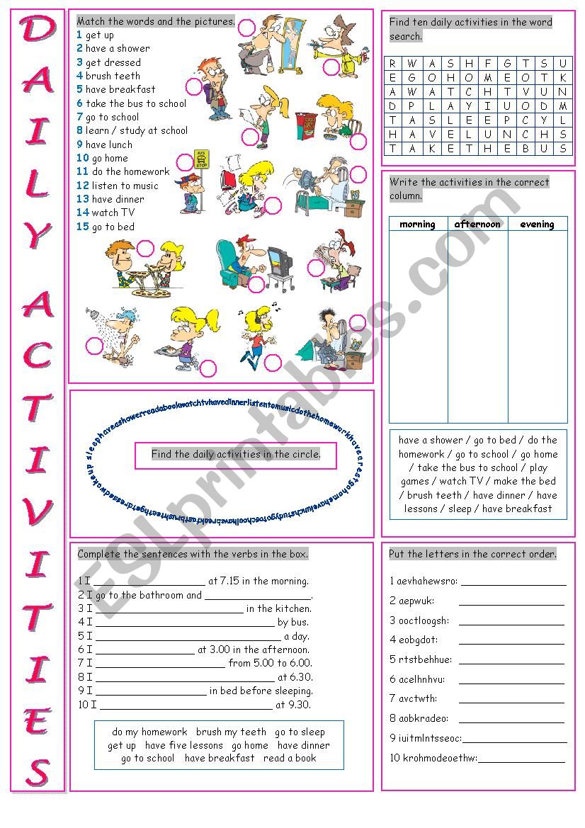 Daily Activities (Vocabulary Exercises)