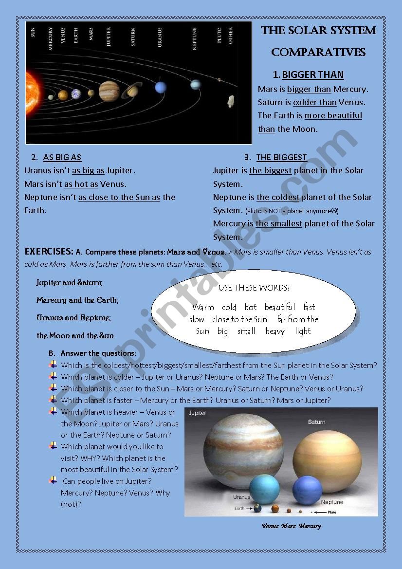 COMPARATIVES - the Solar System