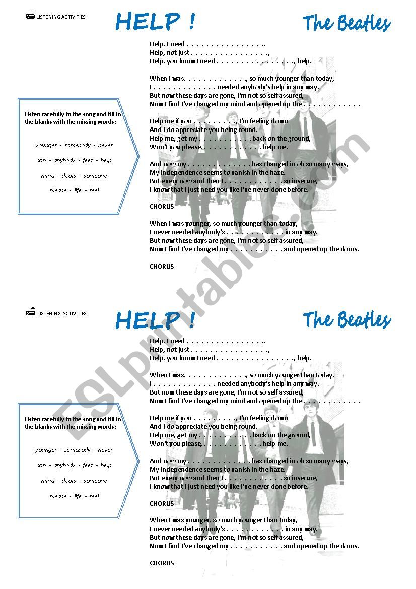 HELP !, the Beatles worksheet