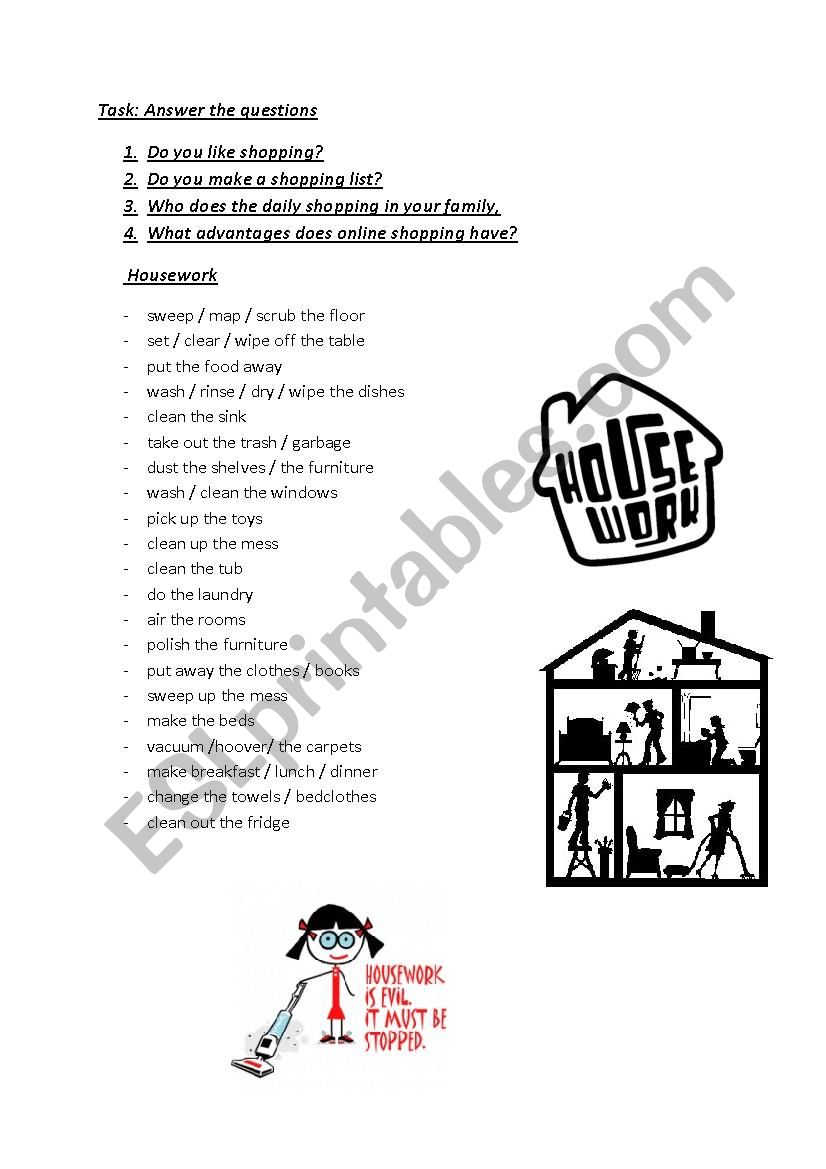 housework worksheet